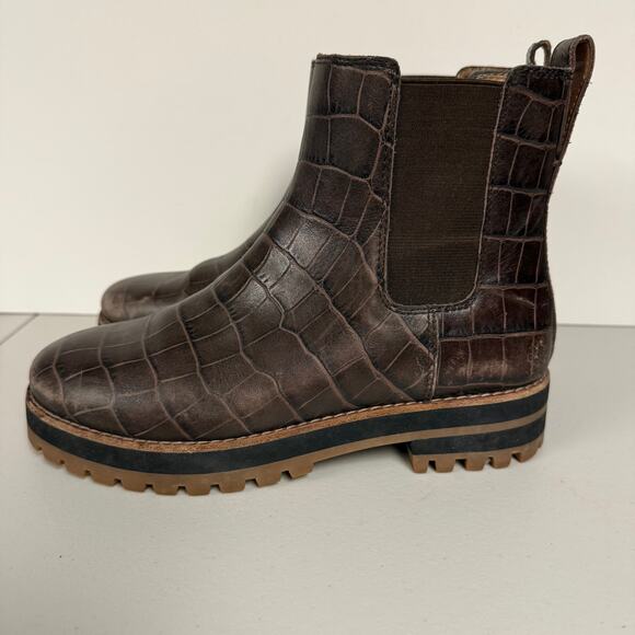 MADEWELL The Ivy Chelsea Boot Croc Embossed Leather Lug Sole Womens Sz 5.5 MA428 - Picture 5 of 11